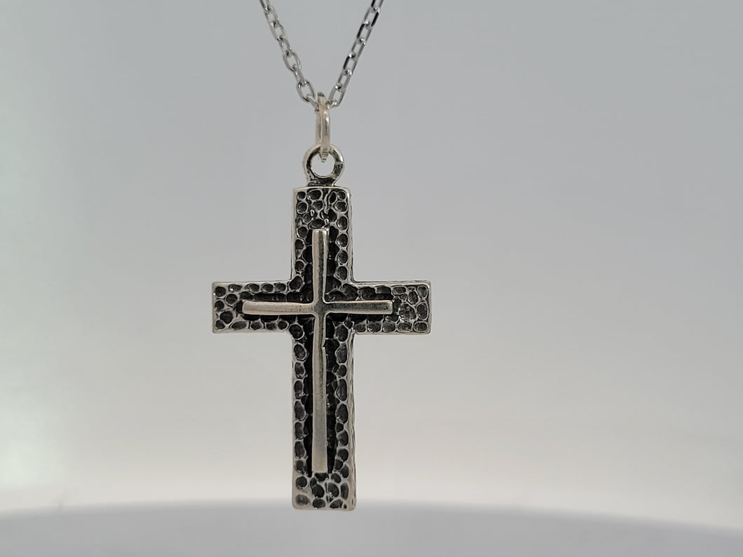 Textured Cross Pendant Necklace