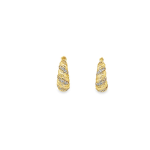 Load image into Gallery viewer, Sterling Silver CZ Shrimp Earrings-Gold Plate