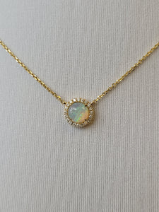 14KY Australian Opal and Diamond Necklace