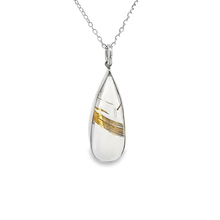 Load image into Gallery viewer, Gold Rutilated Clear Quartz Teardrop and Sterling Silver Pendant
