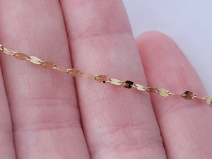 14k Yellow Gold Mirror Chain Anklet - 10"