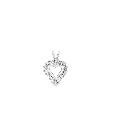 14k White Gold Heart Shape Diamond Pendant