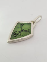 Load image into Gallery viewer, Custom  Sterling Framed custom cut intaglio jade phoenix