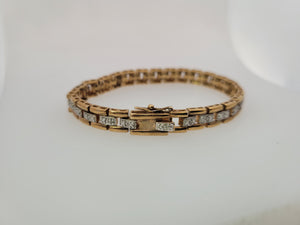 Vermeil Two Tone Bracelet with Diamond Accents - Estate