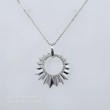 Load image into Gallery viewer, 14k White Gold Diamond Fan Necklace -16"