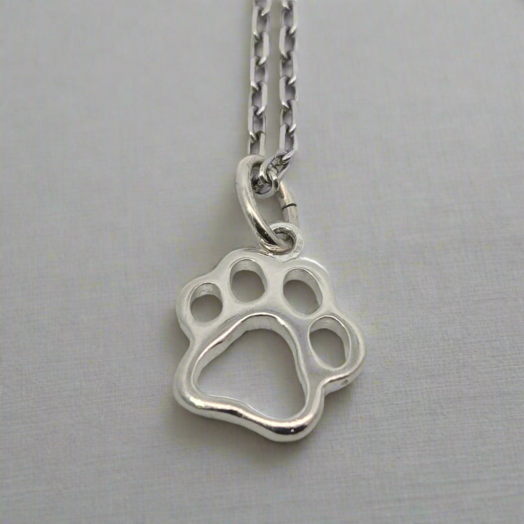 Sterling Silver Cutout Paw Necklace
