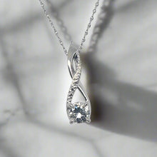Load image into Gallery viewer, Estate - 14k White Gold Twist Solitaire Diamond Necklace