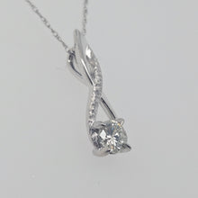 Load image into Gallery viewer, Estate - 14k White Gold Twist Solitaire Diamond Necklace