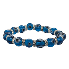 Load image into Gallery viewer, Evil Eye Aqua Blue Glass Bead Bracelet