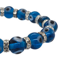 Load image into Gallery viewer, Evil Eye Aqua Blue Glass Bead Bracelet