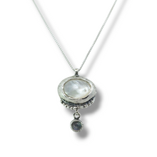 Load image into Gallery viewer, Sterling Silver White Mother of Pearl and Moonstone Pendant