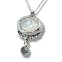 Load image into Gallery viewer, Sterling Silver White Mother of Pearl and Moonstone Pendant