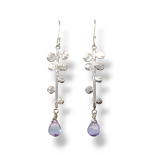 Load image into Gallery viewer, Dotted Sterling Silver and Iolite Drop Earrings