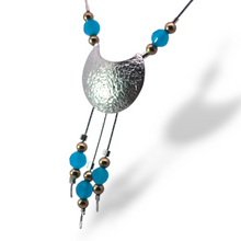 Load image into Gallery viewer, Sterling Triple Moon with Blue Accent Necklace