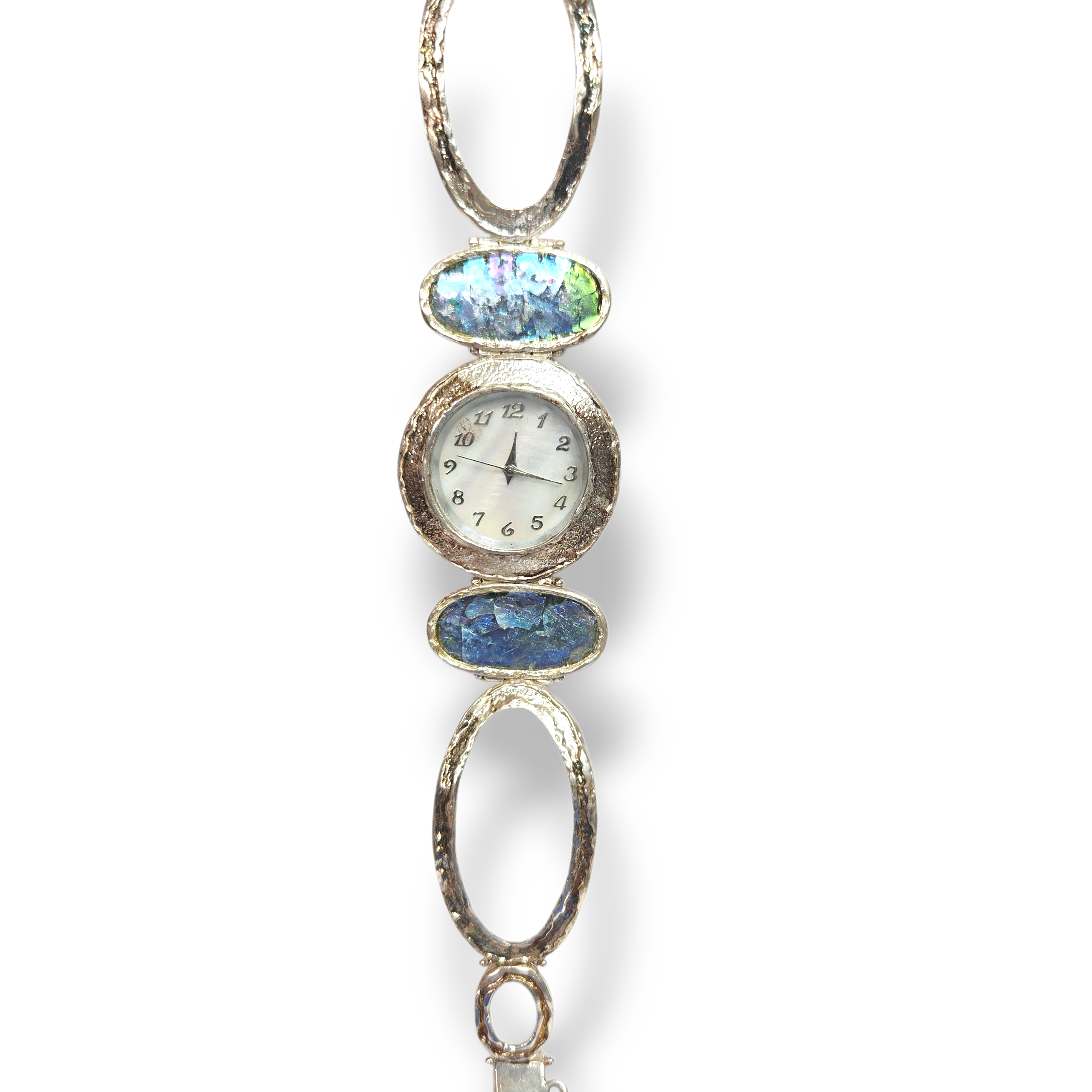 Sterling Silver Bracelet Watch with Ancient Roman Glass