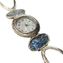 Load image into Gallery viewer, Sterling Silver Bracelet Watch with Ancient Roman Glass