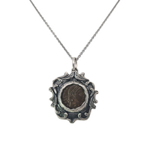 Load image into Gallery viewer, Sterling Silver Ancient Roman Coin Filigree Bezel Necklace