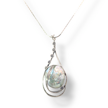 Load image into Gallery viewer, Sterling Silver Oval Roman Glass Mosaic Necklace