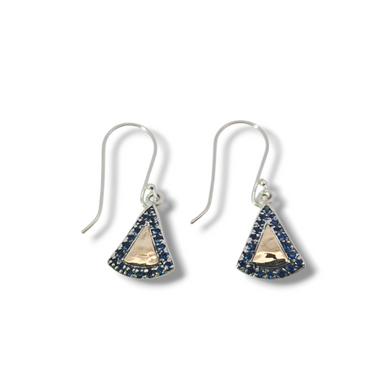 Sterling and 14k Gold Triangle Earrings with Sapphires