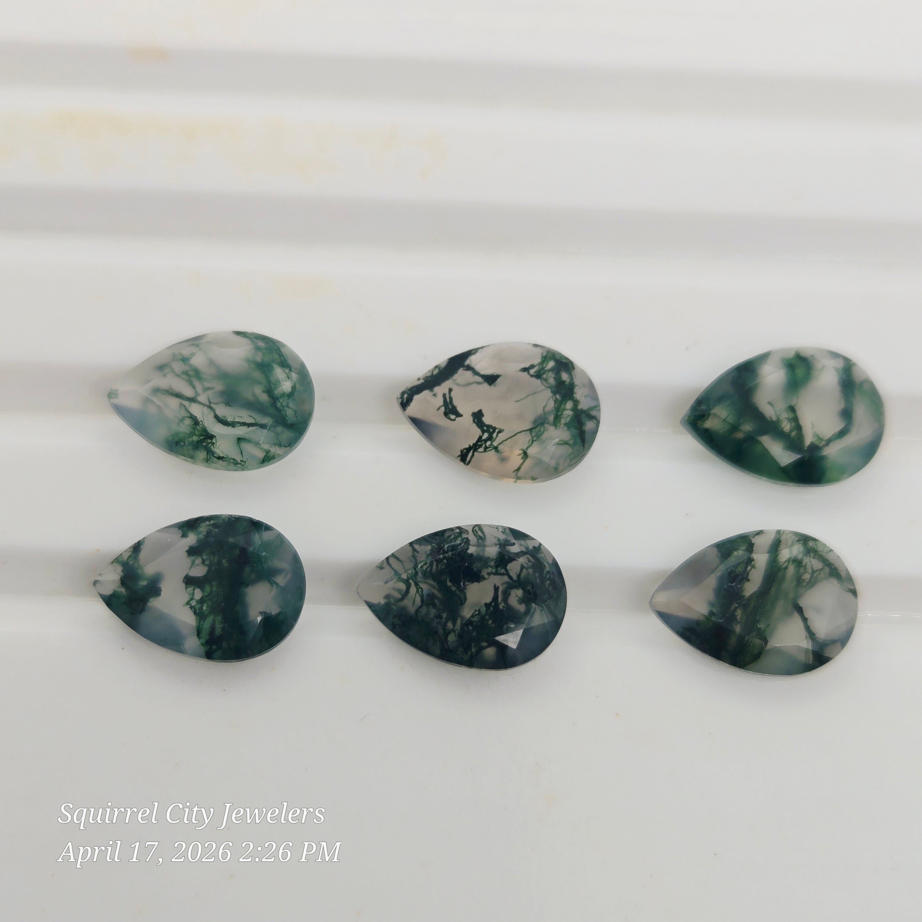 10x7mm Pear Shape Moss Agate