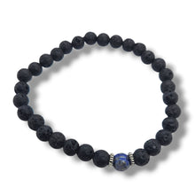 Load image into Gallery viewer, Lapis and Lava Bead Stretch Bracelet