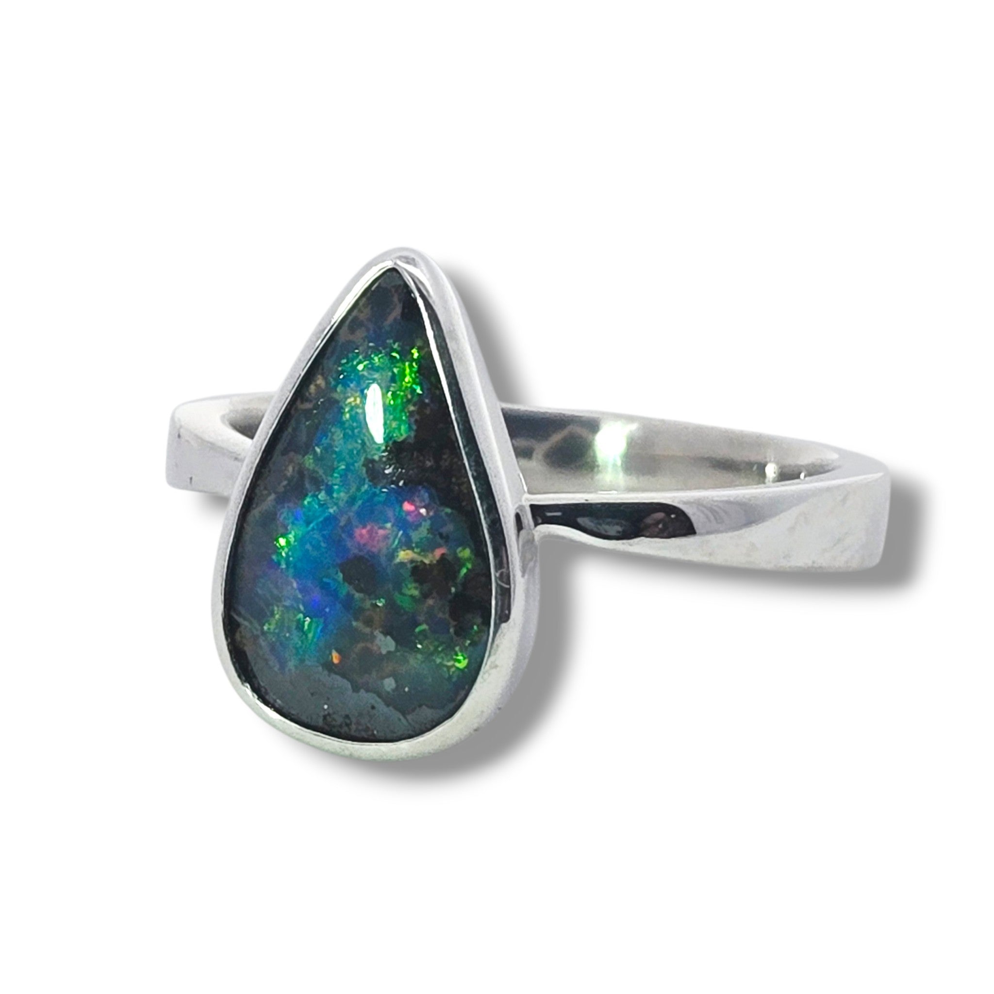 Australian Boulder Opal Sterling Silver Ring