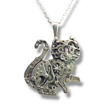 Load image into Gallery viewer, Watch Parts Kitty Tail-up Pendant by Sue Beatrice: Sterling Silver