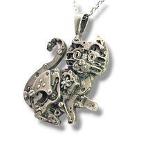 Load image into Gallery viewer, Watch Parts Kitty Tail-up Pendant by Sue Beatrice: Sterling Silver