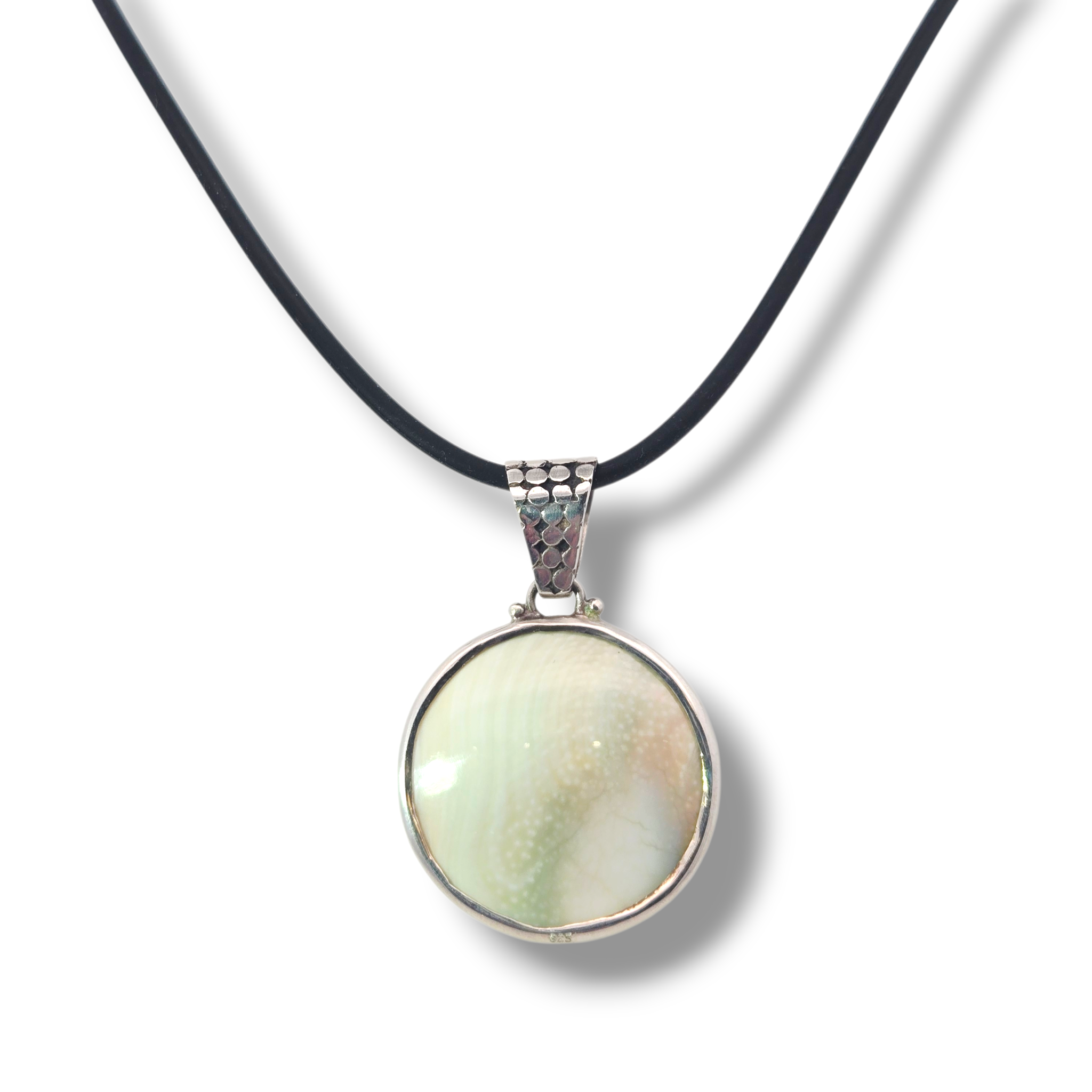 Sterling Snail Shell Necklace - Rubber Cord
