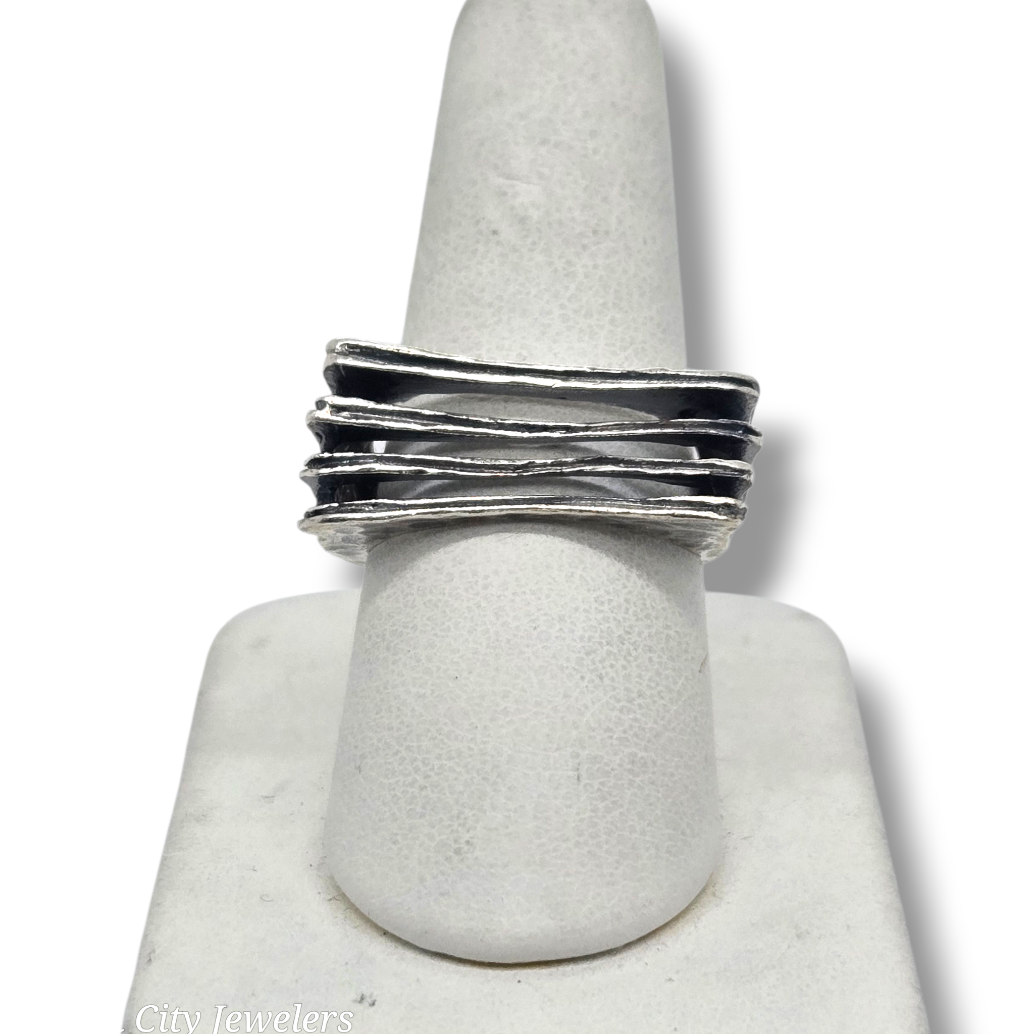 Sterling Four Lanes Oxidized Ring