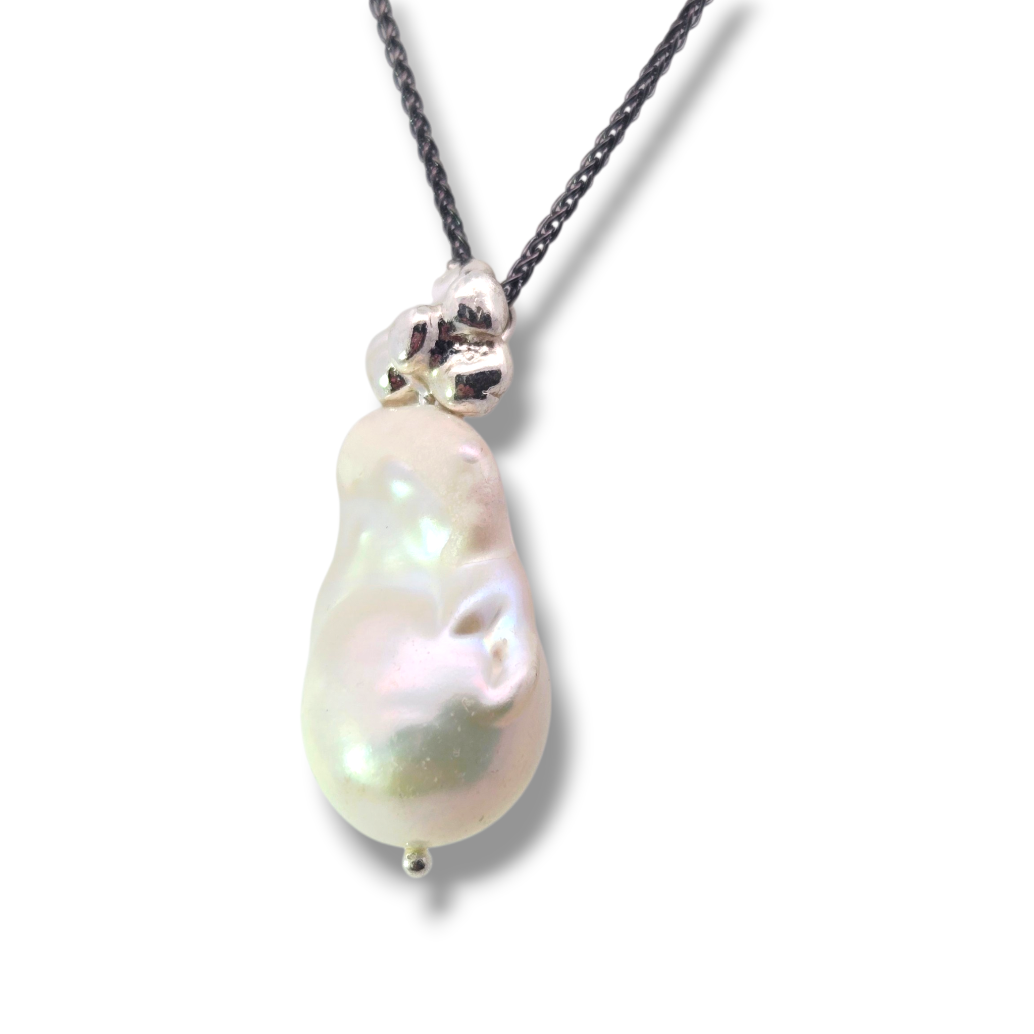 Big Wild Kashi Pearl oxidized Sterling Necklace