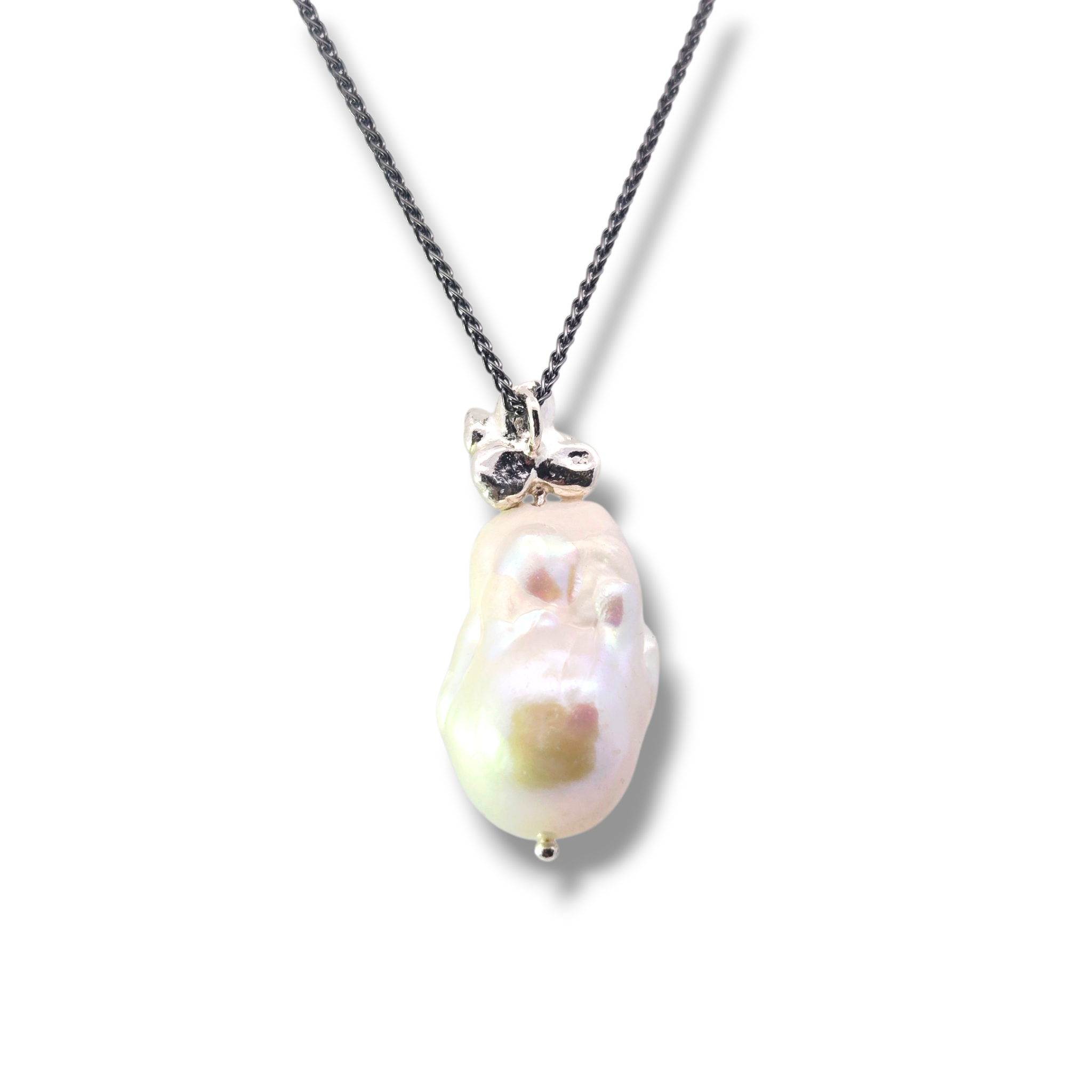 Big Wild Kashi Pearl oxidized Sterling Necklace