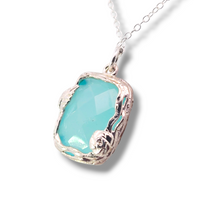 Load image into Gallery viewer, Sterling Silver Rectangle Chalcedony Necklace