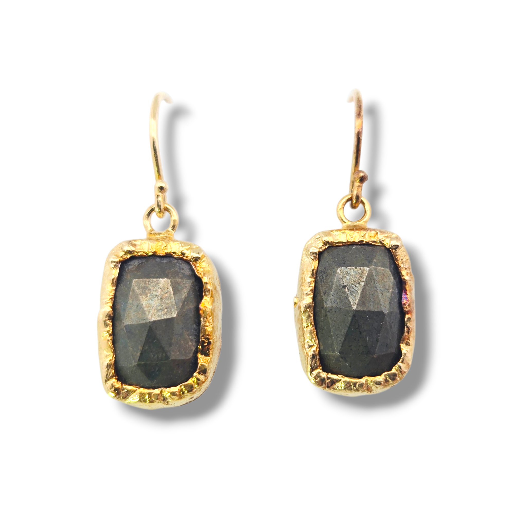 Gold Plated Sterling Silver Pyrite Earrings