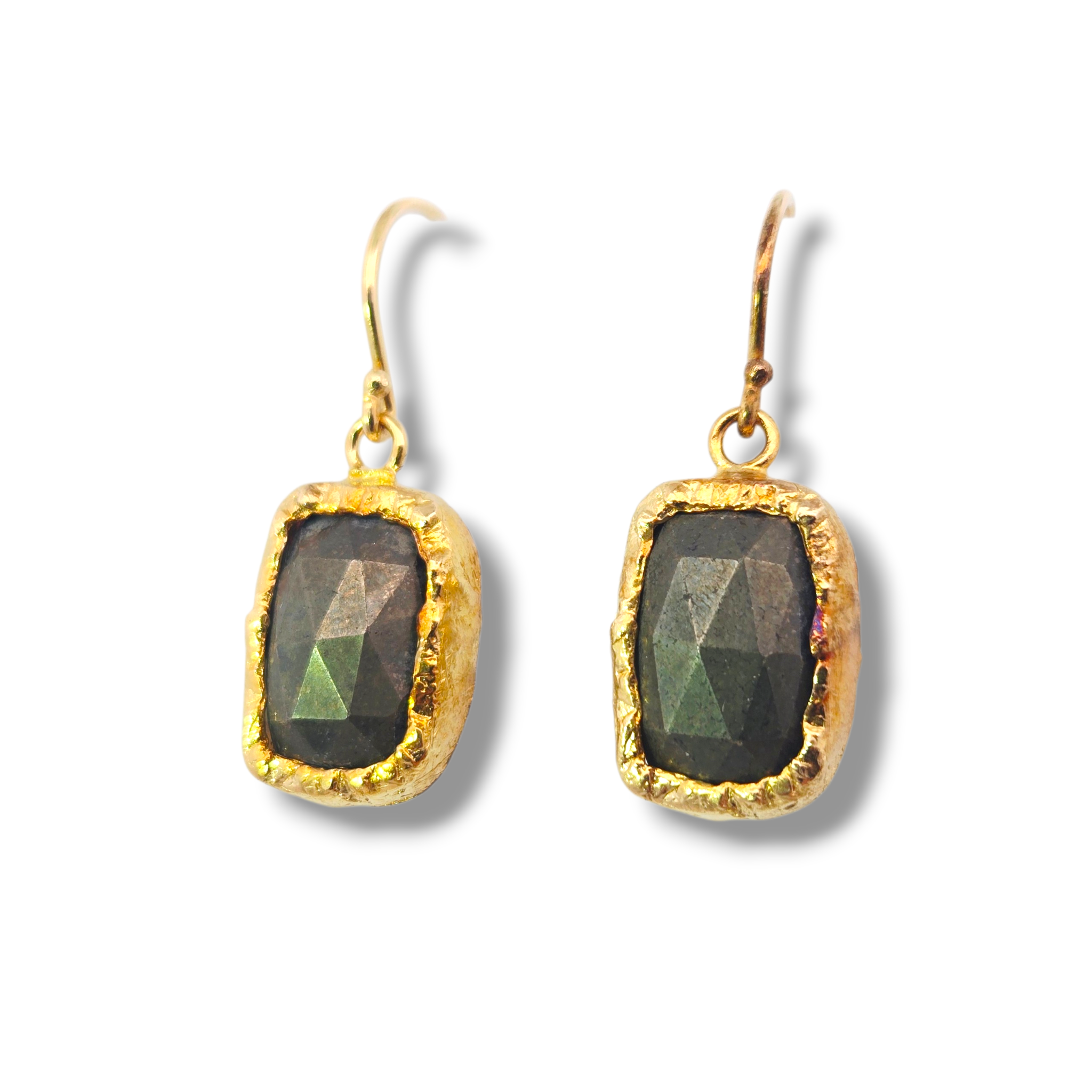 Gold Plated Sterling Silver Pyrite Earrings