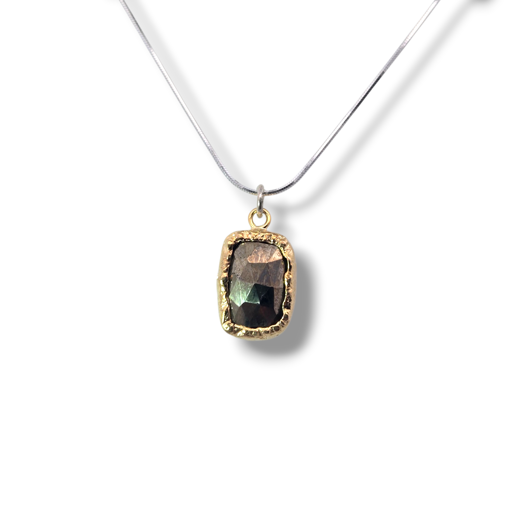 Gold Plated Sterling Silver Pyrite Pendant