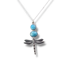 Load image into Gallery viewer, Sterling Silver Larimar Dragonfly Necklace