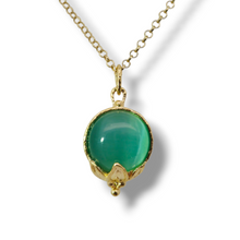 Load image into Gallery viewer, Gold Plated Sterling Green Cat Eye Necklace