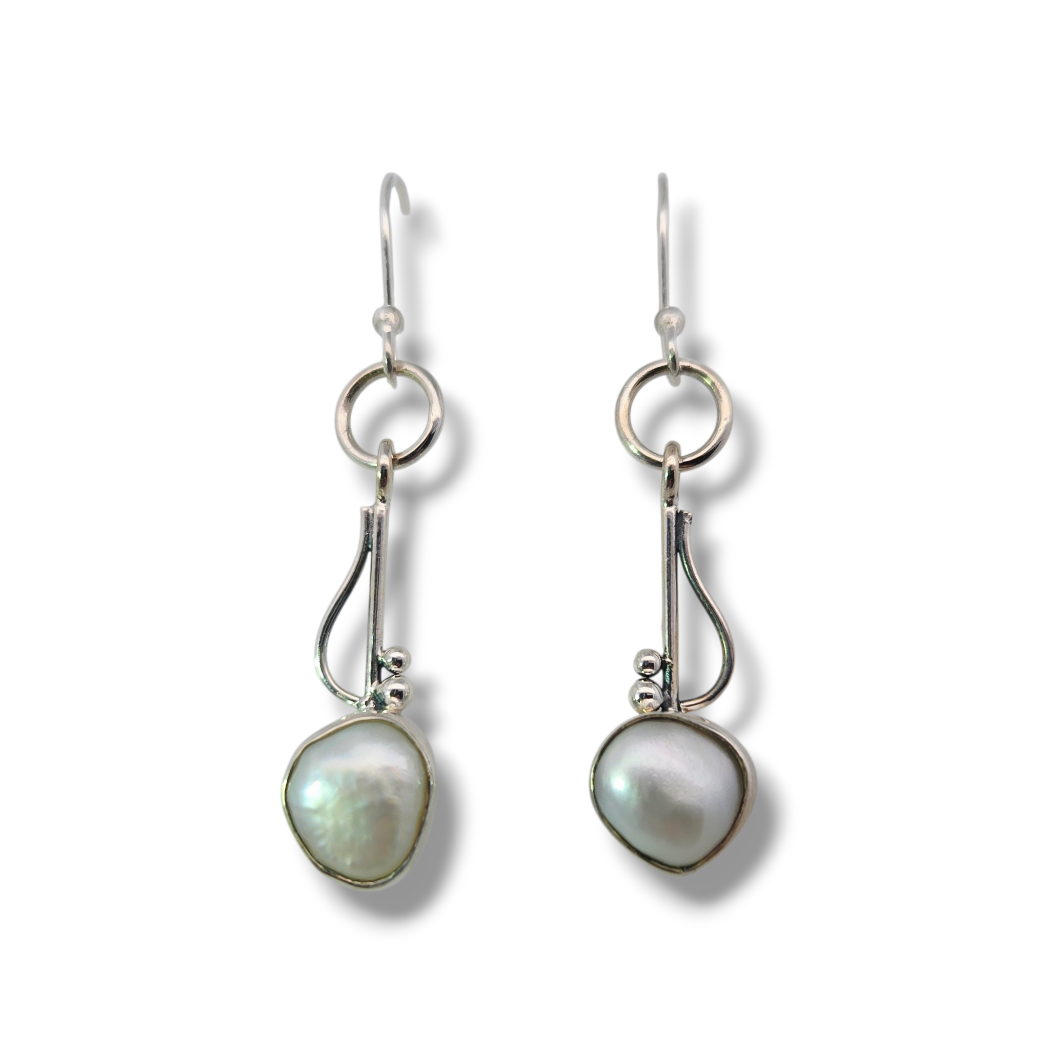 Sterling and Pearl Whimsical Earrings