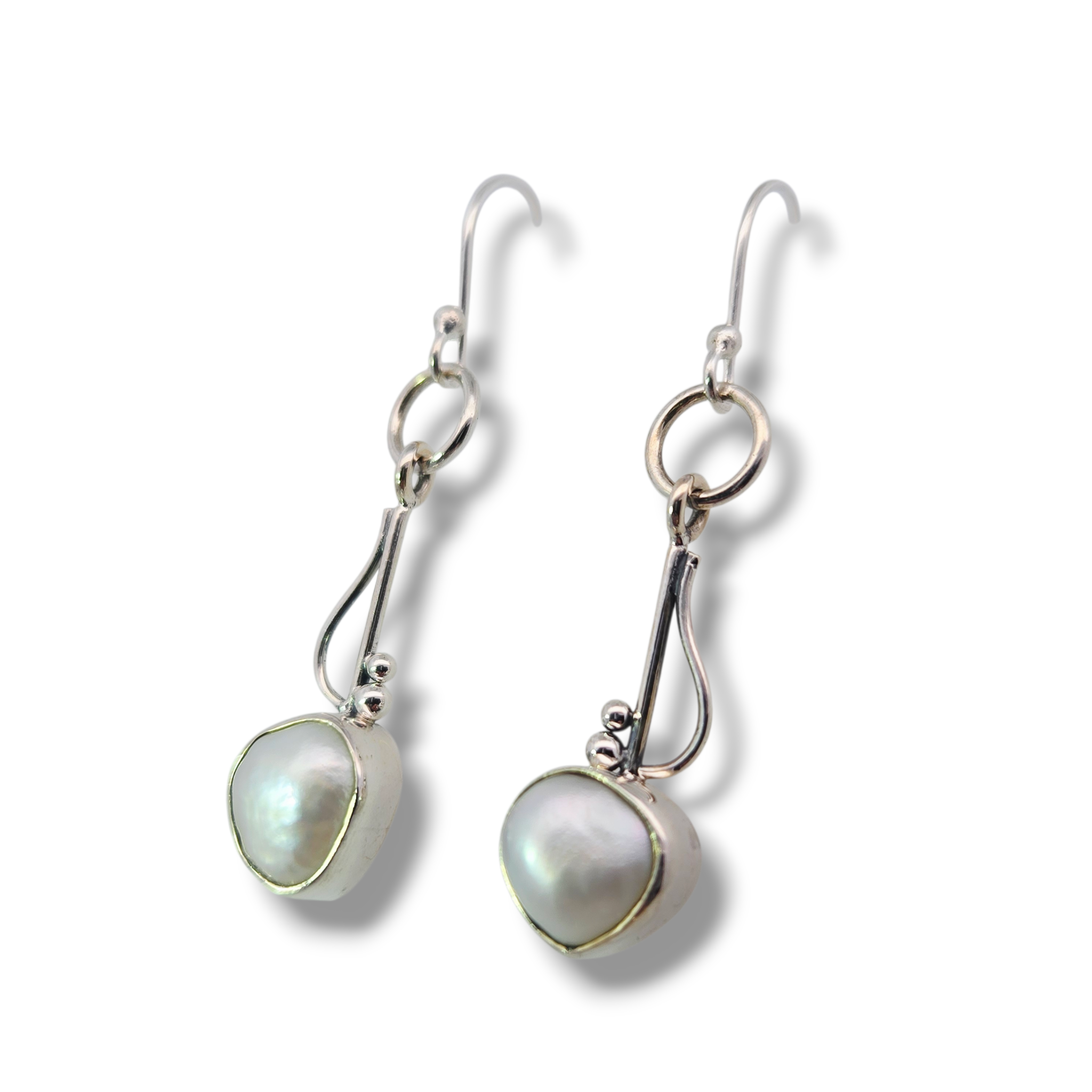 Sterling and Pearl Whimsical Earrings