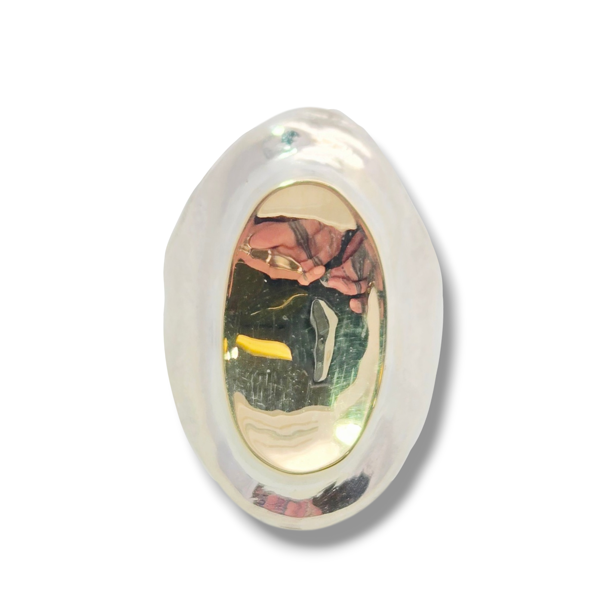 Sterling + 9k Yellow Gold Oval Plate Ring