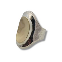 Load image into Gallery viewer, Sterling + 9k Yellow Gold Oval Plate Ring