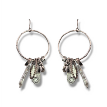 Load image into Gallery viewer, Sterling Freshwater Pearl Hoop Cluster Earrings