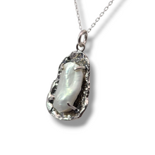 Load image into Gallery viewer, Long Biwa Pearl on Oxidized Sterling Necklace