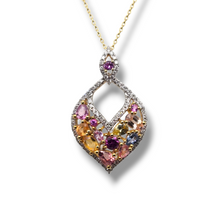 Load image into Gallery viewer, 14k Yellow Gold Multi-Colored Sapphire and Diamond Necklace