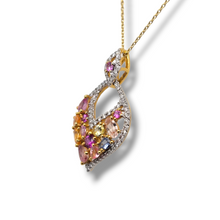 Load image into Gallery viewer, 14k Yellow Gold Multi-Colored Sapphire and Diamond Necklace