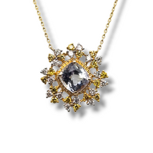 Load image into Gallery viewer, 14k Yellow Checkered Cushion Tanzanite Diamond Necklace