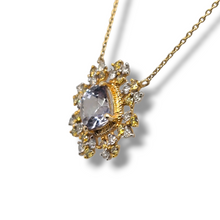 Load image into Gallery viewer, 14k Yellow Checkered Cushion Tanzanite Diamond Necklace