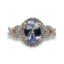 Load image into Gallery viewer, 14k Yellow Bi-Color Tanzanite Diamond Twist Ring