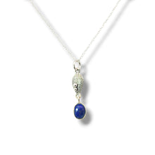 Load image into Gallery viewer, Sterling Leaf Motif with Oval Lapis Necklace